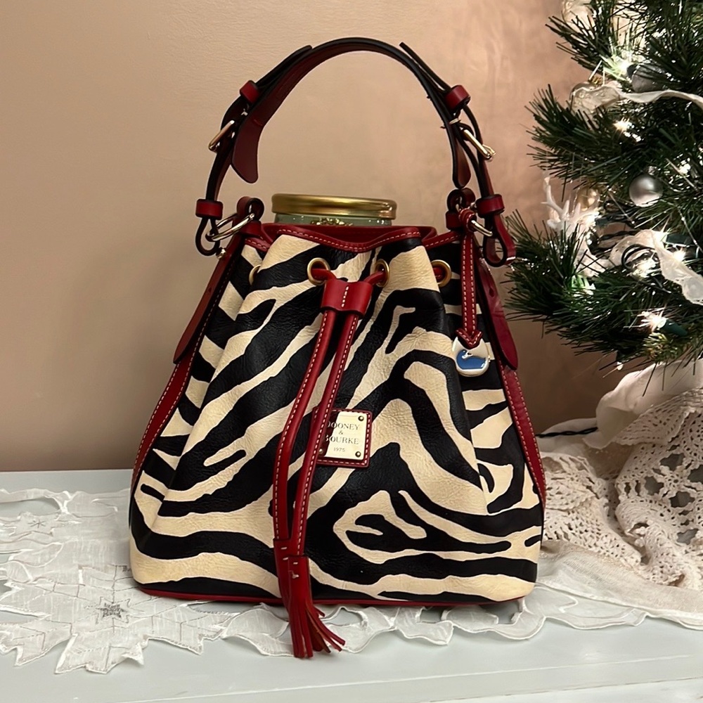 Zebra Print Dooney & Bourke Bucket Bag in Nearly New Condition
